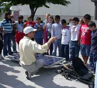 Jim White - Columbia Elementary Photo of Jim White talking to fourth graders at Columbia Elementary