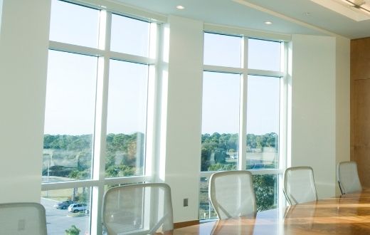 Large new windows in office conference room