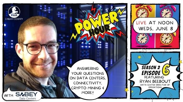 Power Hour S2E6 with Ryan Beebout, Sabey data center Director of operations, at noon on Weds, June 8