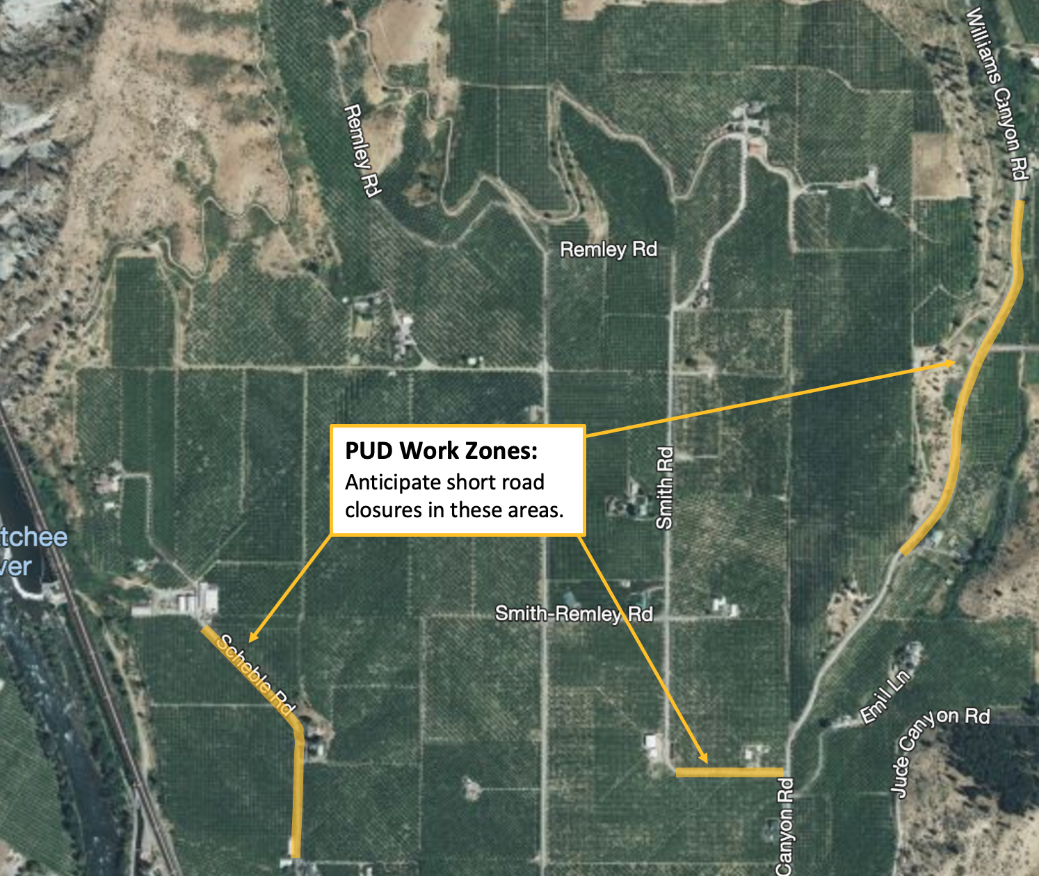 Map of electrical upgrades in Dryden.