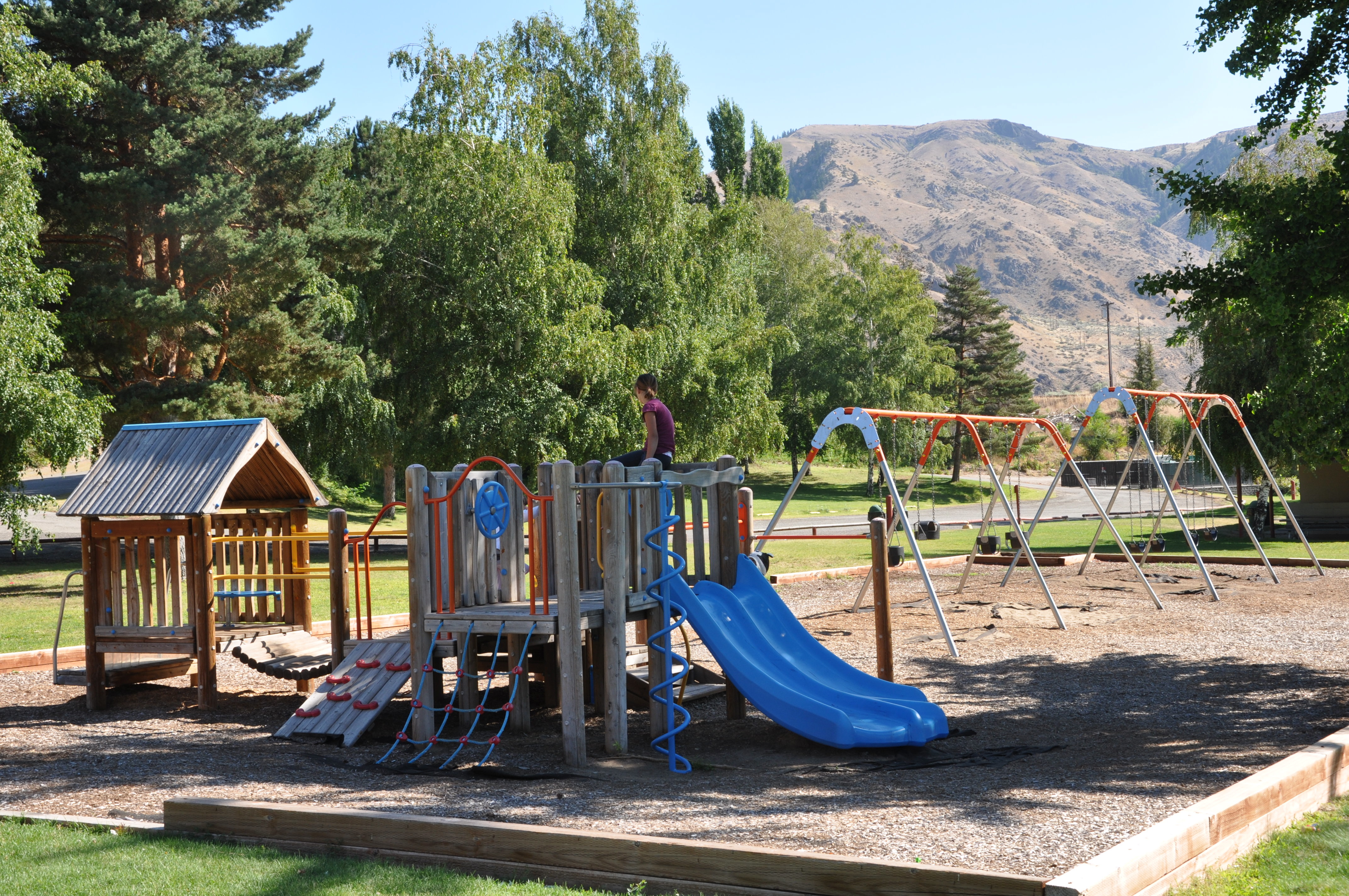 A photo of the playground structures at Entiat City Park, taken in 2011