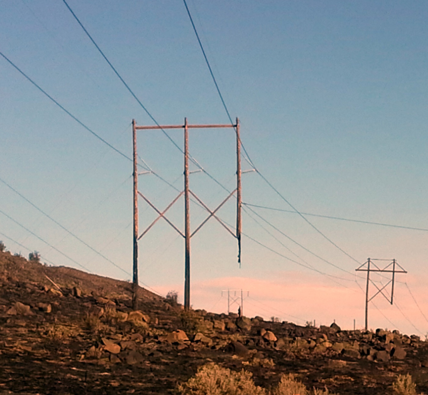 Photo of fire damage to PUD transmission lines