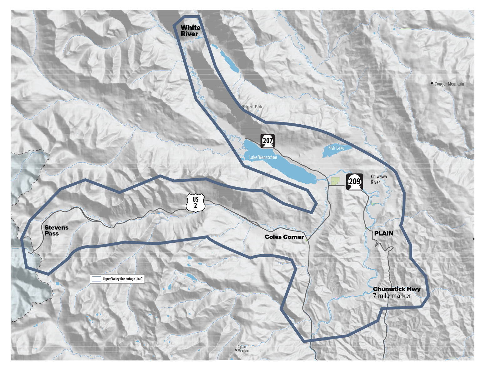 Map of Fire Safety Outage Phase 1 area