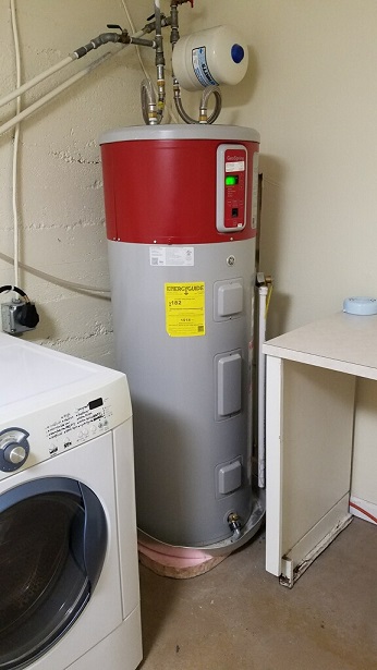 heat pump water heater in laundry room