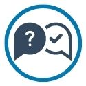 icon of text boxes with question and checkbox