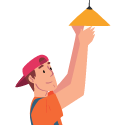 icon - change light person changing light bulb