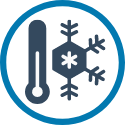 cooling icon with snowflake and thermometer