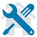 house icon with hammer and screwdriver overlay