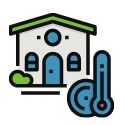 icon - temperature icon of house with thermostat