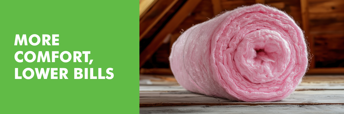 a roll of insulation on the floor of an attic with the words 