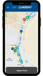 map based interface image of Current App displaying map feature