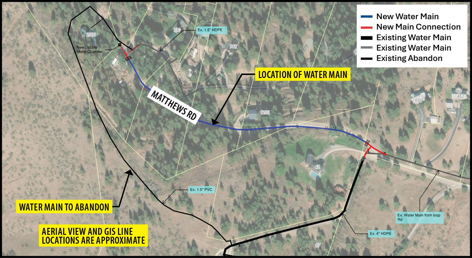 Matthews Rd water main map