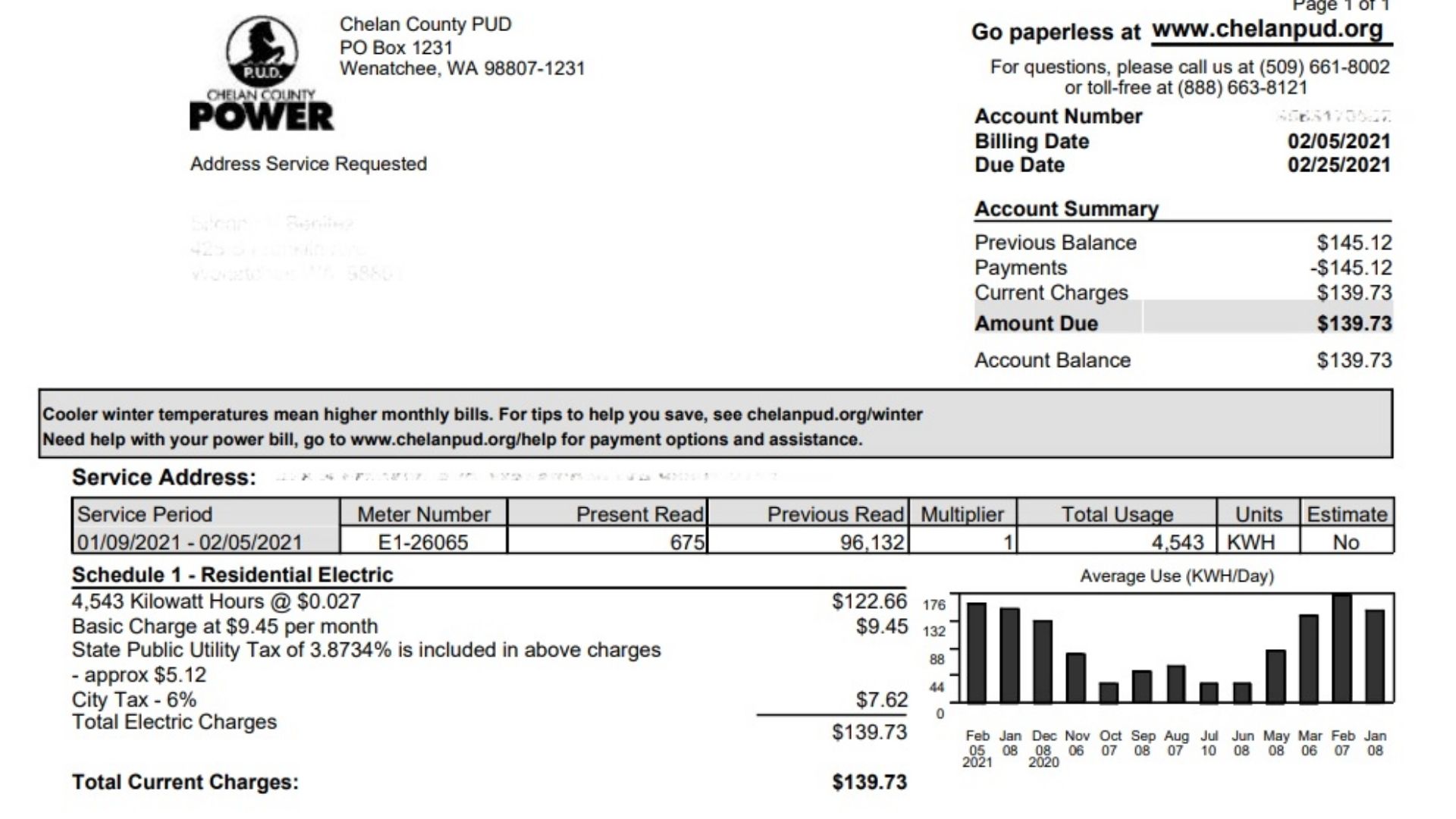 example customer PUD bill