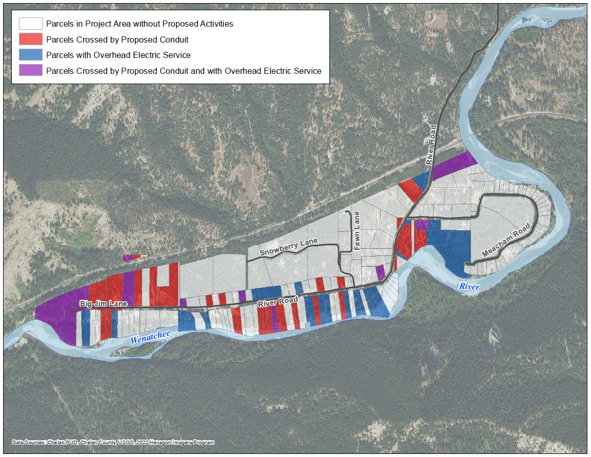 Map of parcels for River Road Fire Safety Improvement Project