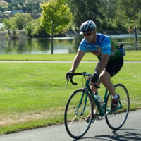 Riding a bike in a PUD park
