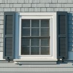 window with external, operable shutters