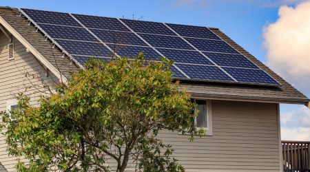 solar panels on a house roof