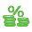 icon showing coins and percentage symbol
