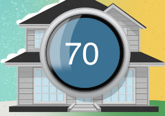 Illustration showing a smart thermostat set to 70