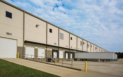 warehouse with truck containers