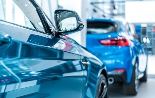 New cars in car dealership